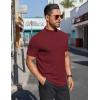 imageCOOFANDY Mens Mock Turtleneck Shirts Short Sleeve Casual Basic TShirts Ribbed Solid Pullover TopsWine Red