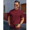 imageCOOFANDY Mens Mock Turtleneck Shirts Short Sleeve Casual Basic TShirts Ribbed Solid Pullover TopsWine Red