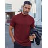 imageCOOFANDY Mens Mock Turtleneck Shirts Short Sleeve Casual Basic TShirts Ribbed Solid Pullover TopsWine Red