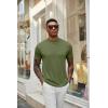 imageCOOFANDY Mens Mock Turtleneck T Shirt Short Sleeve Slim Fit Basic Casual Undershirt Solid Color Pullover TeeAarmy Green