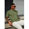 imageCOOFANDY Mens Mock Turtleneck T Shirt Short Sleeve Slim Fit Basic Casual Undershirt Solid Color Pullover TeeAarmy Green