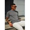 imageCOOFANDY Mens Mock Turtleneck T Shirt Short Sleeve Slim Fit Basic Casual Undershirt Solid Color Pullover TeeAdark Grey
