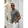 imageCOOFANDY Mens Mock Turtleneck T Shirt Short Sleeve Slim Fit Basic Casual Undershirt Solid Color Pullover TeeAdark Grey