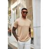 imageCOOFANDY Mens Mock Turtleneck T Shirt Short Sleeve Slim Fit Basic Casual Undershirt Solid Color Pullover TeeAkhaki