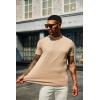 imageCOOFANDY Mens Mock Turtleneck T Shirt Short Sleeve Slim Fit Basic Casual Undershirt Solid Color Pullover TeeAkhaki