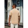 imageCOOFANDY Mens Mock Turtleneck T Shirt Short Sleeve Slim Fit Basic Casual Undershirt Solid Color Pullover TeeAkhaki