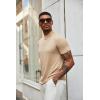 imageCOOFANDY Mens Mock Turtleneck T Shirt Short Sleeve Slim Fit Basic Casual Undershirt Solid Color Pullover TeeAkhaki