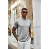 imageCOOFANDY Mens Mock Turtleneck T Shirt Short Sleeve Slim Fit Basic Casual Undershirt Solid Color Pullover TeeAlight Grey