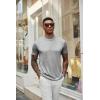 imageCOOFANDY Mens Mock Turtleneck T Shirt Short Sleeve Slim Fit Basic Casual Undershirt Solid Color Pullover TeeAlight Grey