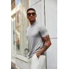 imageCOOFANDY Mens Mock Turtleneck T Shirt Short Sleeve Slim Fit Basic Casual Undershirt Solid Color Pullover TeeAlight Grey