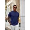 imageCOOFANDY Mens Mock Turtleneck T Shirt Short Sleeve Slim Fit Basic Casual Undershirt Solid Color Pullover TeeAnavy Blue