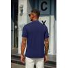imageCOOFANDY Mens Mock Turtleneck T Shirt Short Sleeve Slim Fit Basic Casual Undershirt Solid Color Pullover TeeAnavy Blue