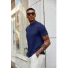 imageCOOFANDY Mens Mock Turtleneck T Shirt Short Sleeve Slim Fit Basic Casual Undershirt Solid Color Pullover TeeAnavy Blue