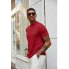imageCOOFANDY Mens Mock Turtleneck T Shirt Short Sleeve Slim Fit Basic Casual Undershirt Solid Color Pullover TeeAwine Red