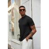 imageCOOFANDY Mens Mock Turtleneck T Shirt Short Sleeve Slim Fit Basic Casual Undershirt Solid Color Pullover TeeB2 Pack Black