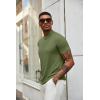 imageCOOFANDY Mens Mock Turtleneck T Shirt Short Sleeve Slim Fit Basic Casual Undershirt Solid Color Pullover TeeBblackArmy Green
