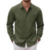 imageCOOFANDY Mens Long Sleeve Button Down Dress Shirts Casual Business Casual Shirt Wrinkle Free Untucked ShirtsArmy Green