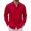 imageCOOFANDY Mens Long Sleeve Button Down Dress Shirts Casual Business Casual Shirt Wrinkle Free Untucked ShirtsRed