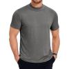 imageCOOFANDY Mens Mock Turtleneck T Shirt Short Sleeve Slim Fit Basic Casual Undershirt Solid Color Pullover TeeAdark Grey