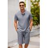 imageCOOFANDY Mens 2 Pieces Set Short Sleeve Henley Shirts and Shorts Pants Texture Summer Beach Vacation OutfitsFlecking Navy Blue