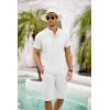 imageCOOFANDY Mens 2 Pieces Set Short Sleeve Henley Shirts and Shorts Pants Texture Summer Beach Vacation OutfitsWhite