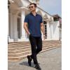 imageCOOFANDY Mens Dress Shirts Button Down Short Sleeve Shirt Summer Shirts Business Casual Wedding ShirtDark Blue