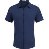 imageCOOFANDY Mens Dress Shirts Button Down Short Sleeve Shirt Summer Shirts Business Casual Wedding ShirtDark Blue