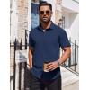 imageCOOFANDY Mens Dress Shirts Button Down Short Sleeve Shirt Summer Shirts Business Casual Wedding ShirtDark Blue