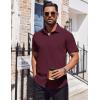 imageCOOFANDY Mens Dress Shirts Button Down Short Sleeve Shirt Summer Shirts Business Casual Wedding ShirtDeep Red