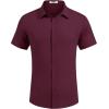 imageCOOFANDY Mens Dress Shirts Button Down Short Sleeve Shirt Summer Shirts Business Casual Wedding ShirtDeep Red