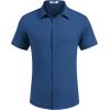 imageCOOFANDY Mens Dress Shirts Button Down Short Sleeve Shirt Summer Shirts Business Casual Wedding ShirtNavy Blue