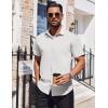 imageCOOFANDY Mens Dress Shirts Button Down Short Sleeve Shirt Summer Shirts Business Casual Wedding ShirtWhite