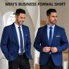 imageCOOFANDY Mens Formal Dress Shirt Hidden Button Front Wrinkle Free Shirt Regular Fit Stretch Business Casual ShirtsGrey Blue
