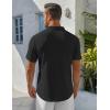 imageCOOFANDY Mens Henley Shirt Short Sleeve Stand Collar Summer Casual Beach Hippie TShirtsBlack