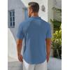 imageCOOFANDY Mens Henley Shirt Short Sleeve Stand Collar Summer Casual Beach Hippie TShirtsGrey Blue