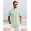 imageCOOFANDY Mens Henley Shirt Short Sleeve Stand Collar Summer Casual Beach Hippie TShirtsIce Green