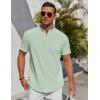 imageCOOFANDY Mens Henley Shirt Short Sleeve Stand Collar Summer Casual Beach Hippie TShirtsIce Green