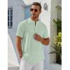 imageCOOFANDY Mens Henley Shirt Short Sleeve Stand Collar Summer Casual Beach Hippie TShirtsIce Green