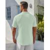 imageCOOFANDY Mens Henley Shirt Short Sleeve Stand Collar Summer Casual Beach Hippie TShirtsIce Green