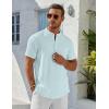 imageCOOFANDY Mens Henley Shirt Short Sleeve Stand Collar Summer Casual Beach Hippie TShirtsLight Blue
