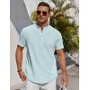 imageCOOFANDY Mens Henley Shirt Short Sleeve Stand Collar Summer Casual Beach Hippie TShirtsLight Blue