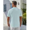 imageCOOFANDY Mens Henley Shirt Short Sleeve Stand Collar Summer Casual Beach Hippie TShirtsLight Blue