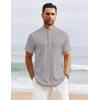 imageCOOFANDY Mens Henley Shirt Short Sleeve Stand Collar Summer Casual Beach Hippie TShirtsLight Grey