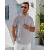 imageCOOFANDY Mens Henley Shirt Short Sleeve Stand Collar Summer Casual Beach Hippie TShirtsLight Grey