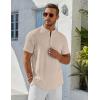 imageCOOFANDY Mens Henley Shirt Short Sleeve Stand Collar Summer Casual Beach Hippie TShirtsLight Khaki