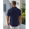 imageCOOFANDY Mens Henley Shirt Short Sleeve Stand Collar Summer Casual Beach Hippie TShirtsNavy Blue