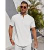imageCOOFANDY Mens Henley Shirt Short Sleeve Stand Collar Summer Casual Beach Hippie TShirtsWhite
