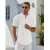 imageCOOFANDY Mens Henley Shirt Short Sleeve Stand Collar Summer Casual Beach Hippie TShirtsWhite
