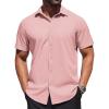 imageCOOFANDY Mens Dress Shirts Button Down Short Sleeve Shirt Summer Shirts Business Casual Wedding ShirtLight Pink
