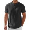 imageCOOFANDY Mens Henley Shirt Short Sleeve Stand Collar Summer Casual Beach Hippie TShirtsBlack